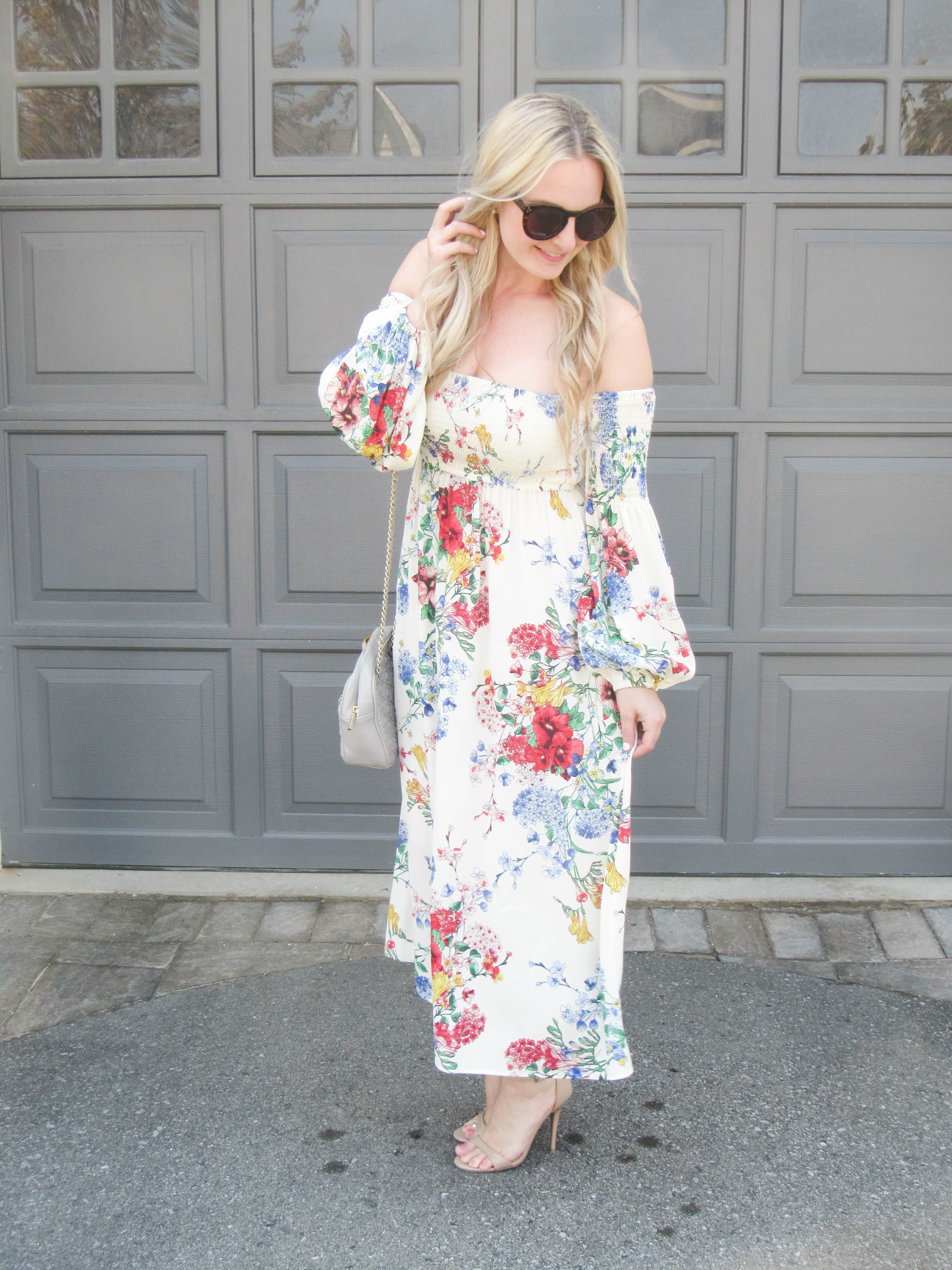 zara off the shoulder floral dress