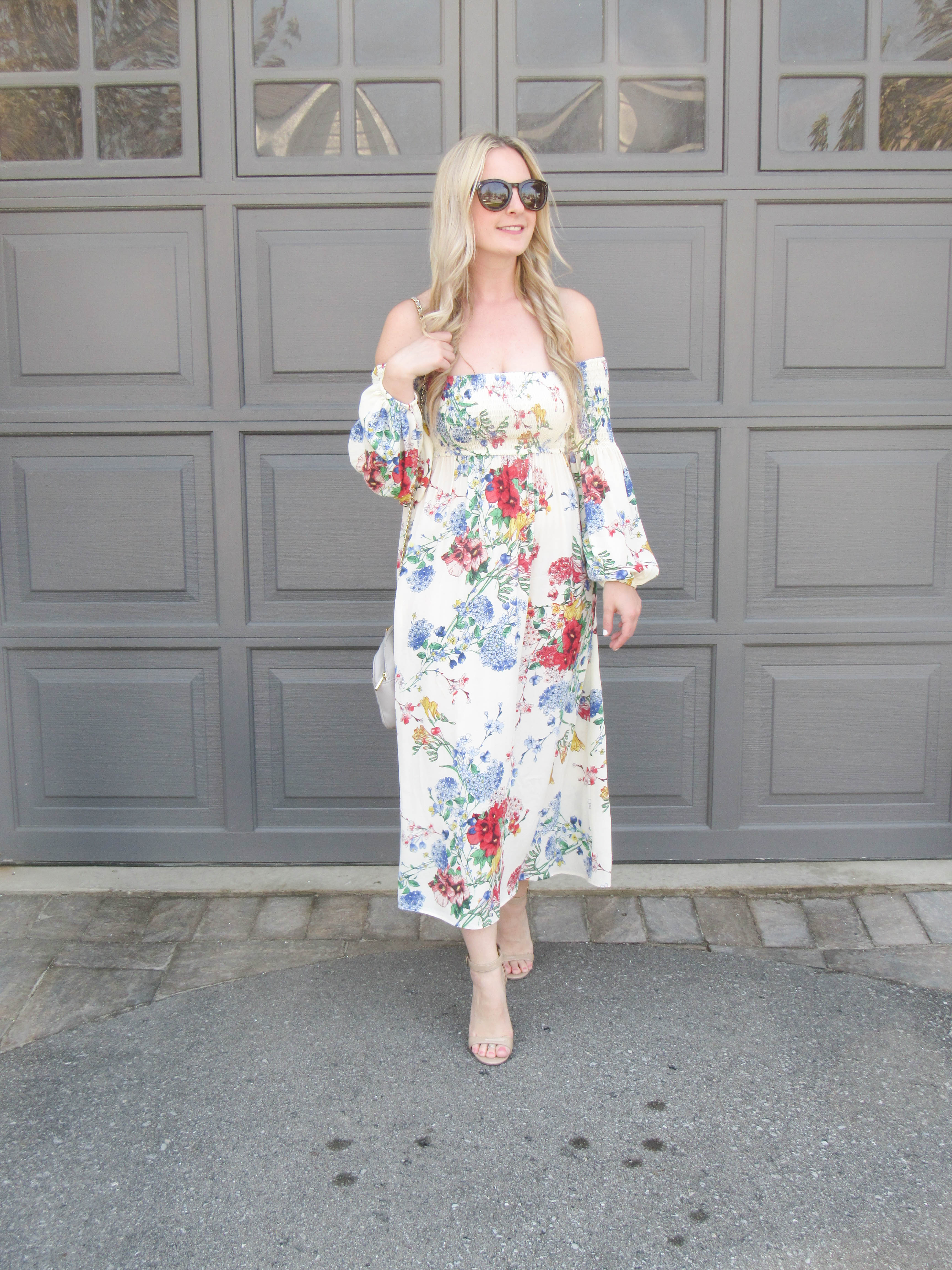 zara off the shoulder floral dress