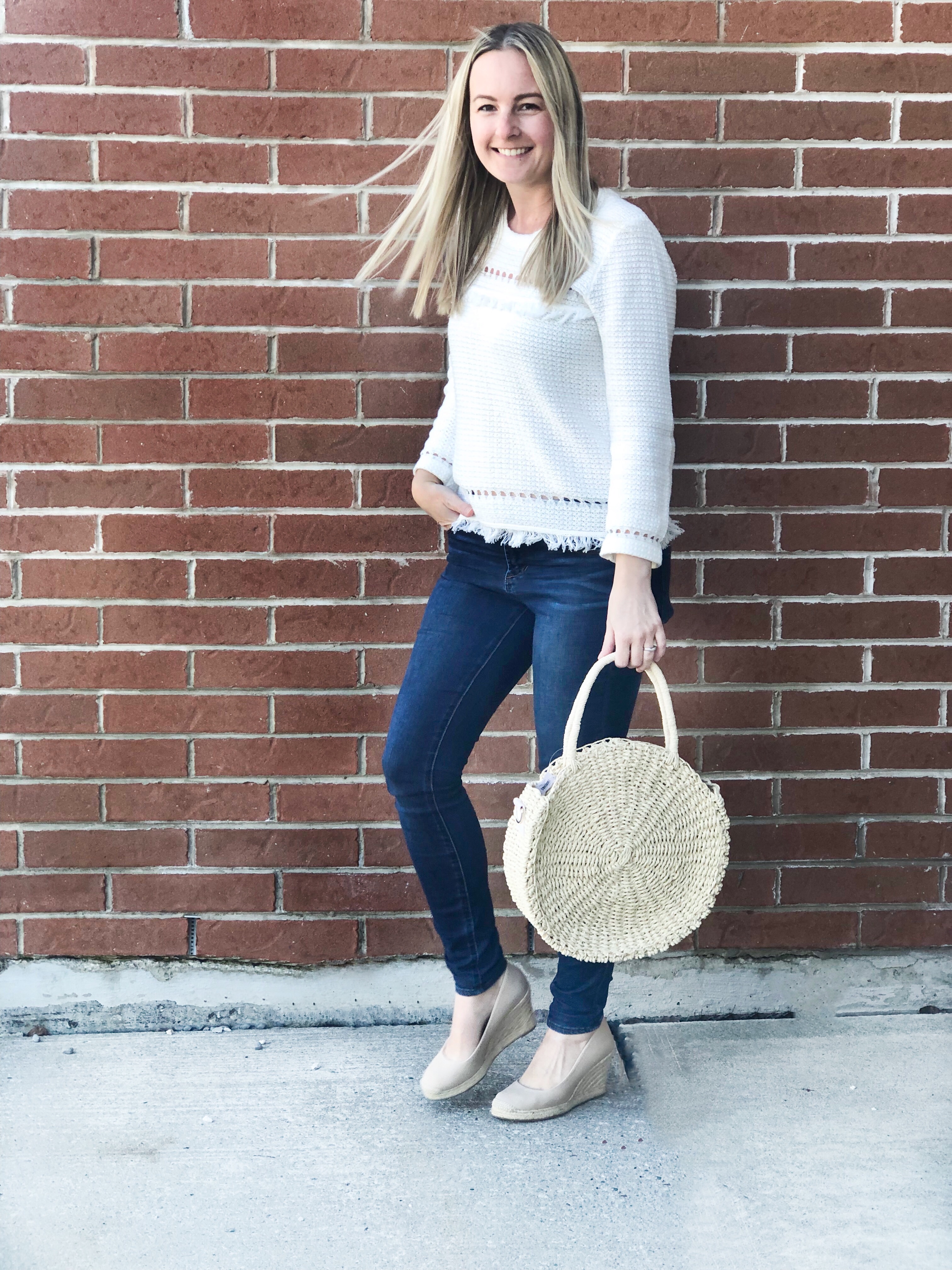 J Crew fringe sweater- Spring look on livin' life with style