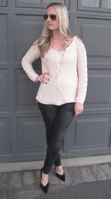 Light Pink Sweater with Shoulder Cutouts