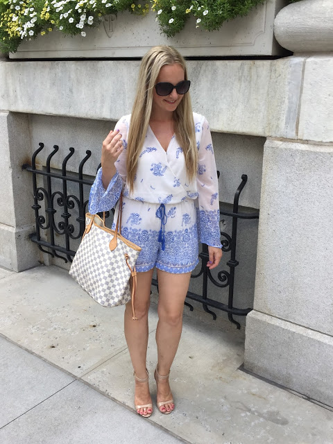 Blue & White Romper