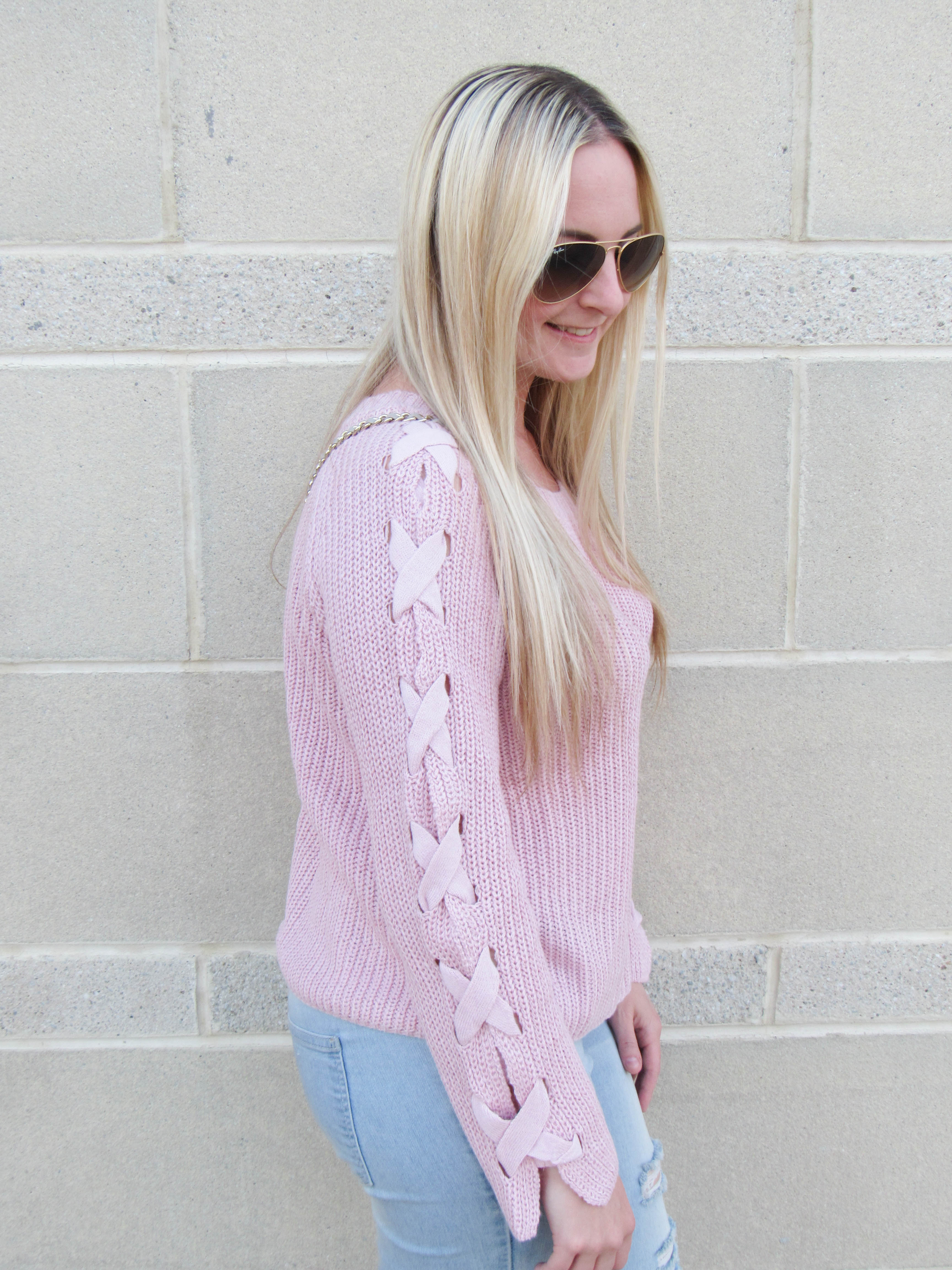 Lace-up Sleeve Sweater 