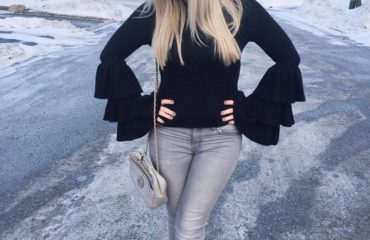 Black Long Sleeve Ruffle Top from Forever 21