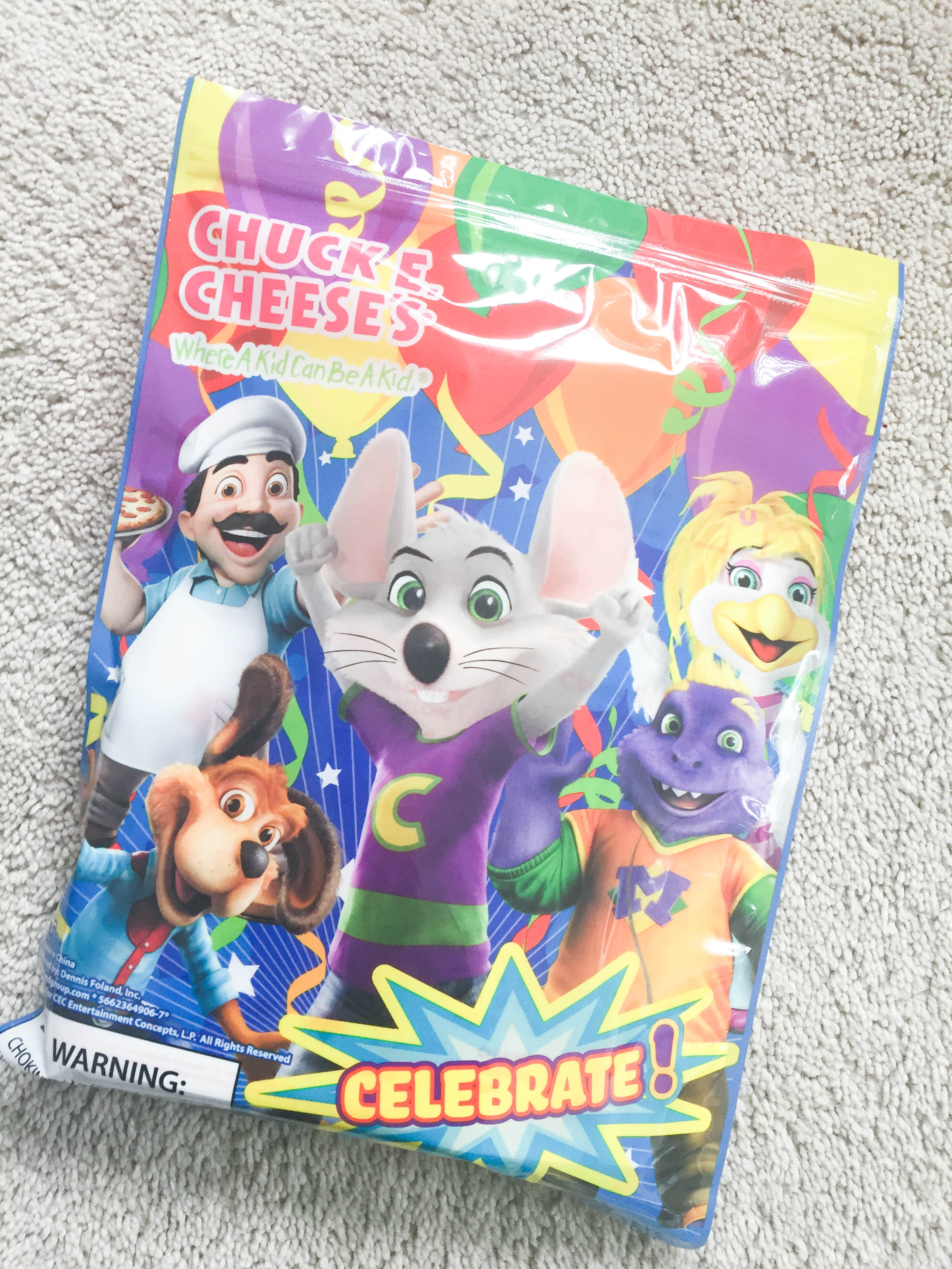 Chuck E Cheese goody bag on Livin' Life with Style 