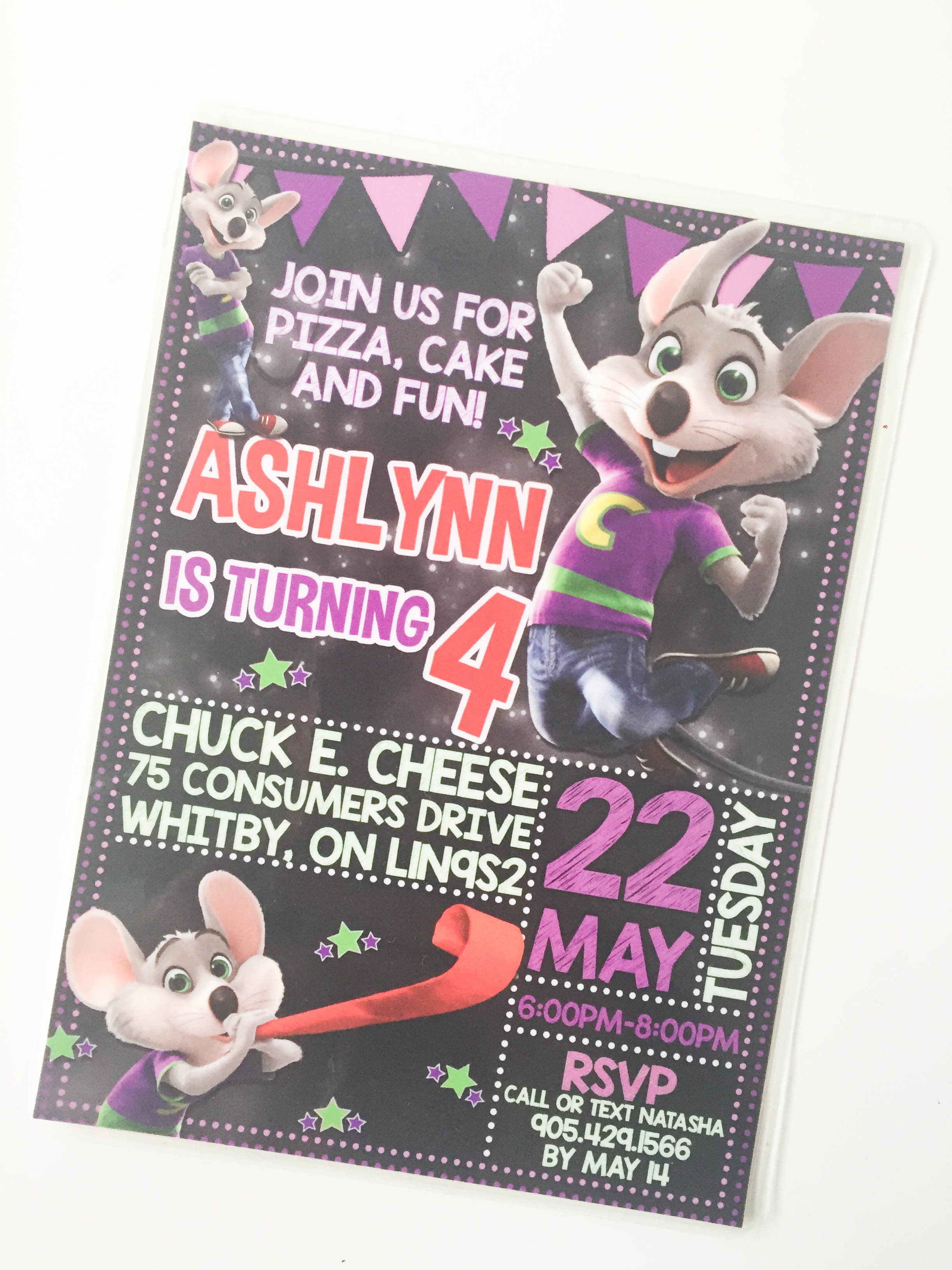 Chuck E. Cheese invite on Livin' Life with Style 